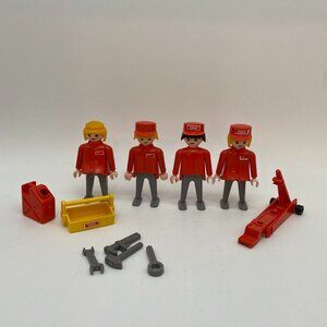 Vintage Geobra Playmobil Esso Gas Station Characters and Accessories Lot